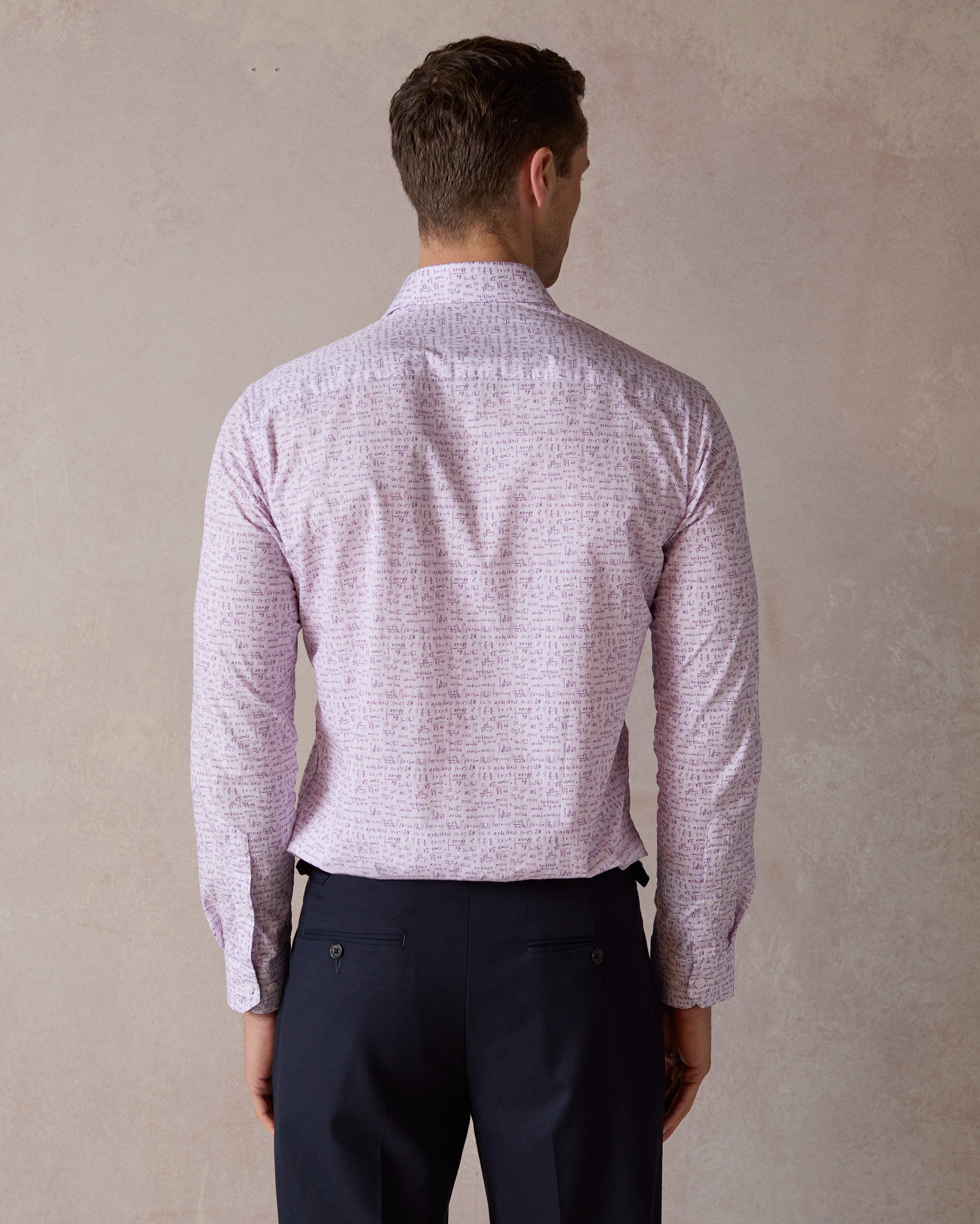 Model in a Pink Mathematician Shirt (Rear View)