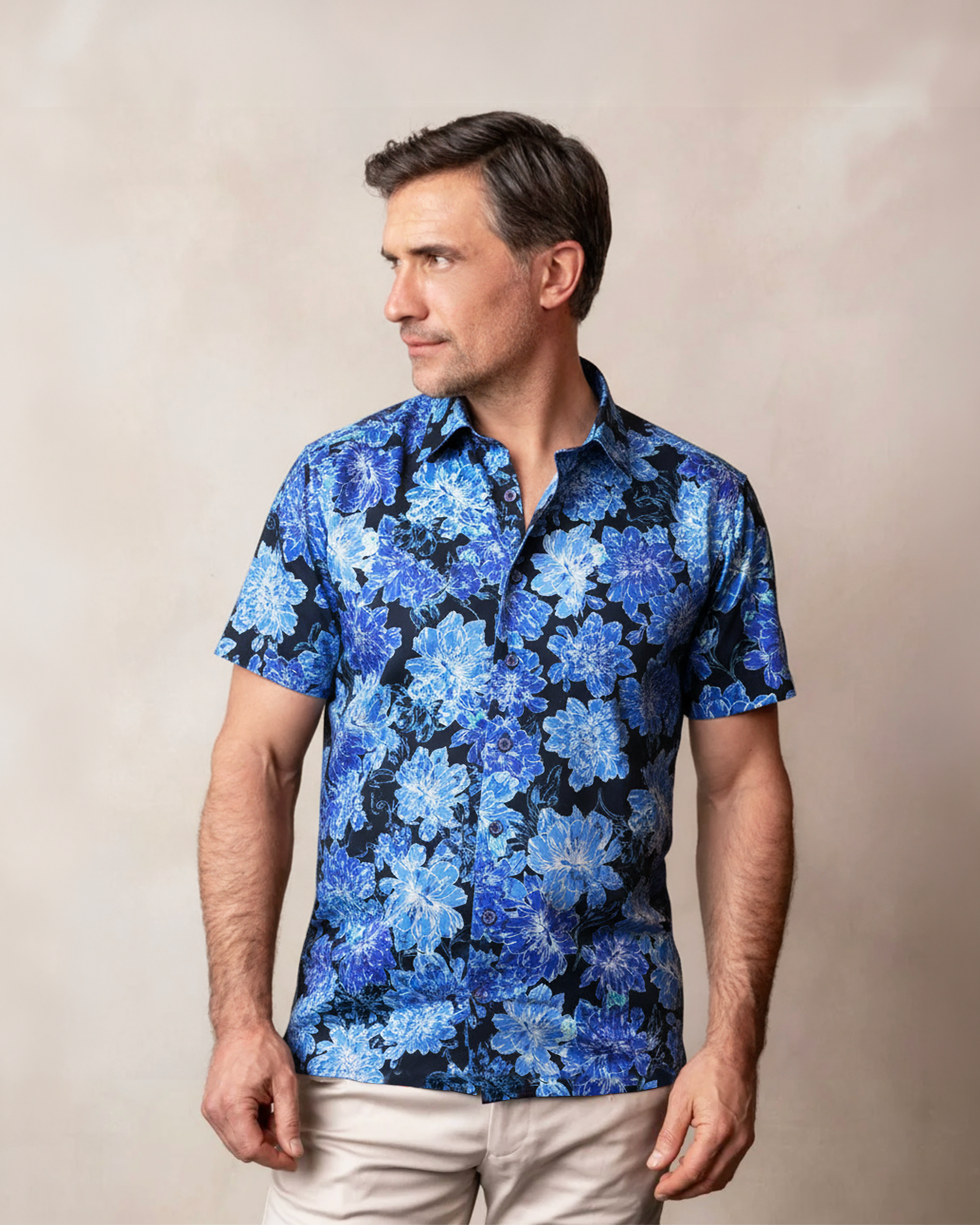 The Blue Camellia Short Sleeve Shirt
