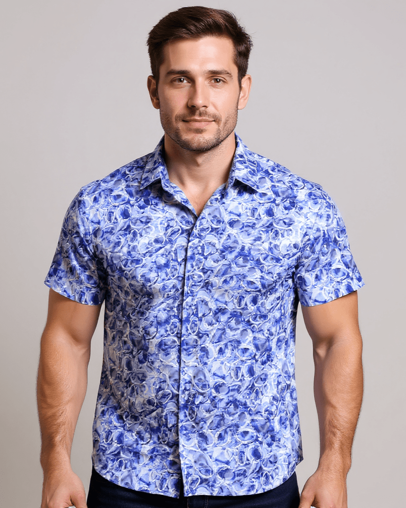 Aqua Drift Open Collar Shirt - Blake Mill