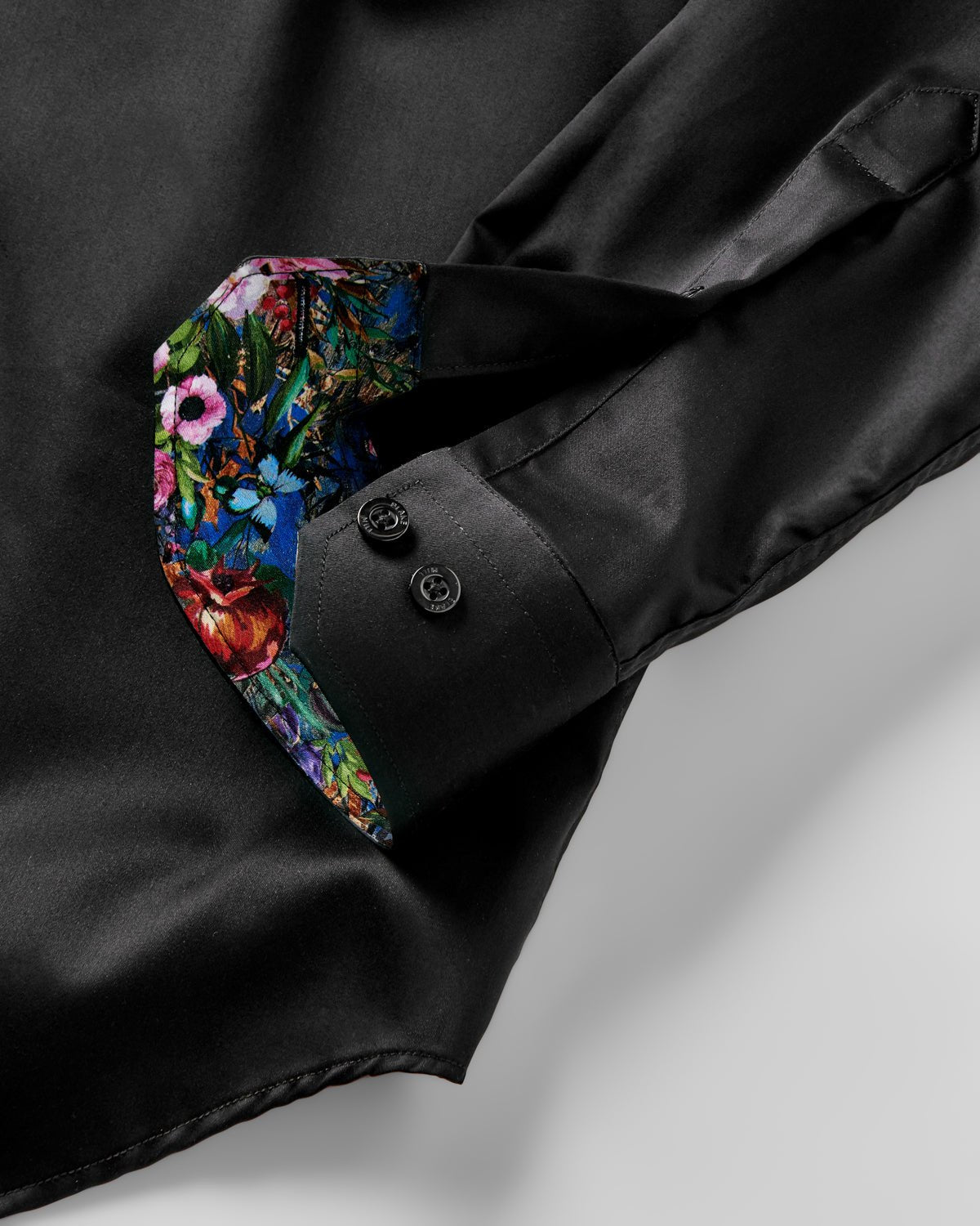 Black Sateen with Botanical Gardens Accents Shirt - Blake Mill