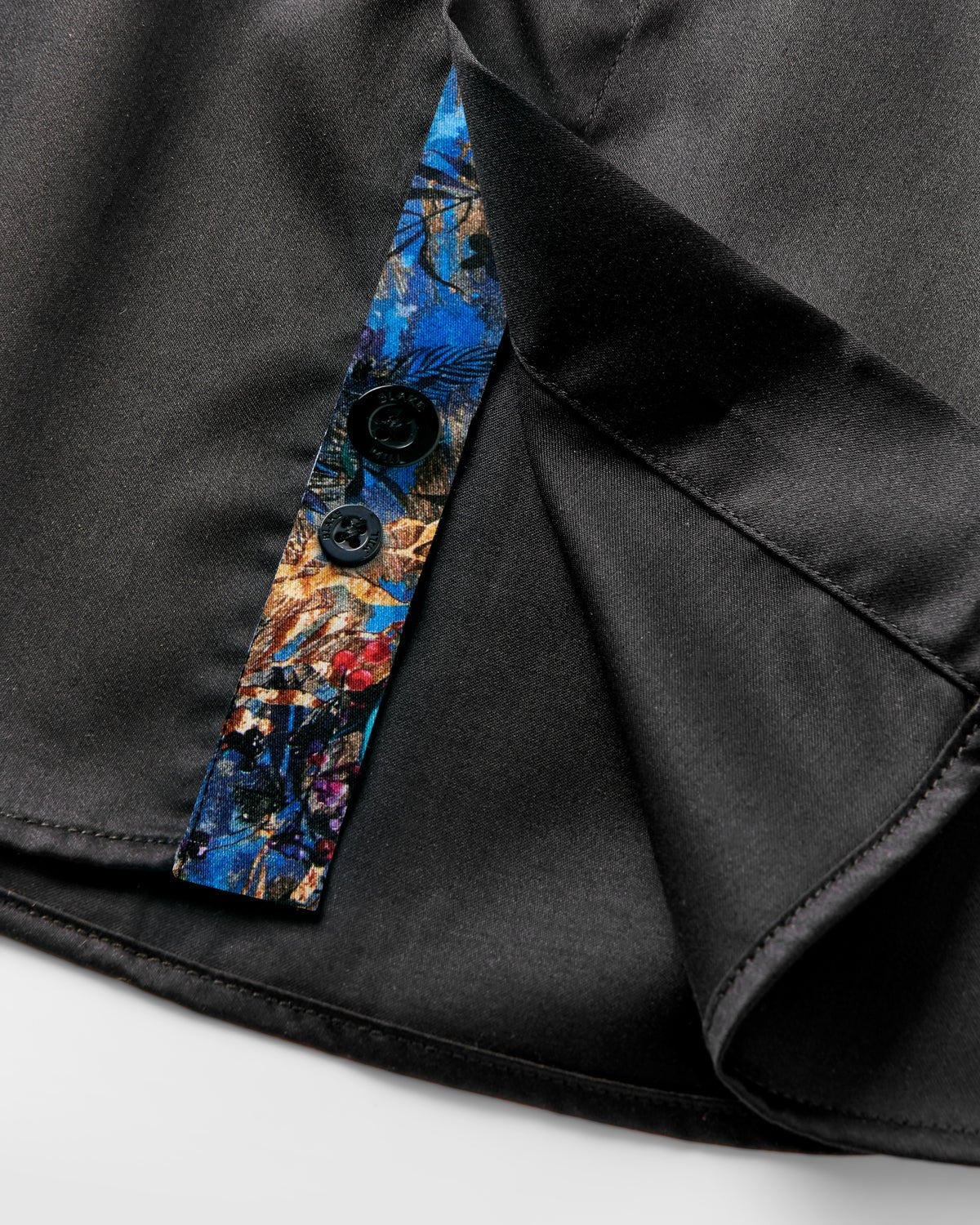 Black Sateen with Botanical Gardens Accents Shirt - Blake Mill