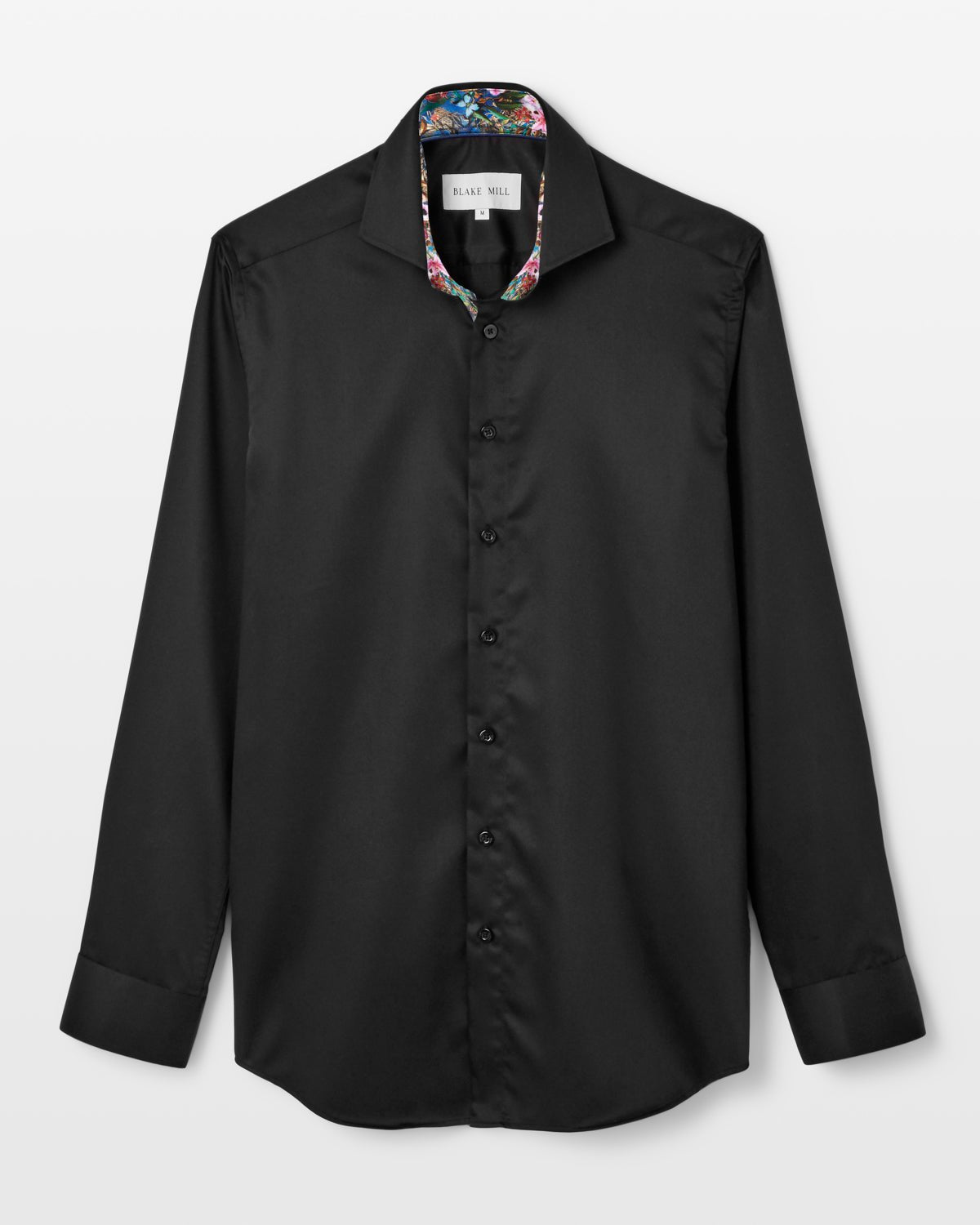 Black Sateen with Botanical Gardens Accents Shirt - Blake Mill