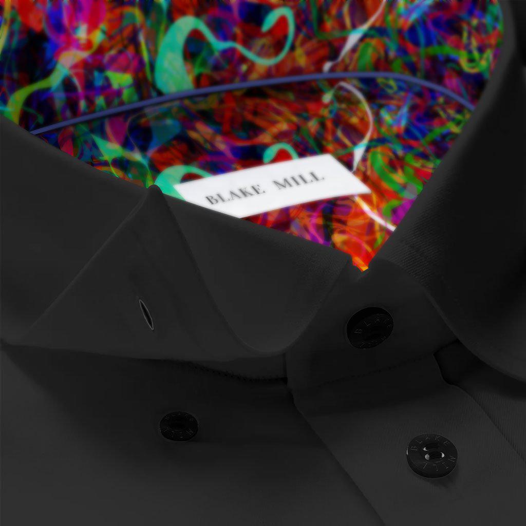 Black with Brainwave Hidden Button Shirt - Blake Mill