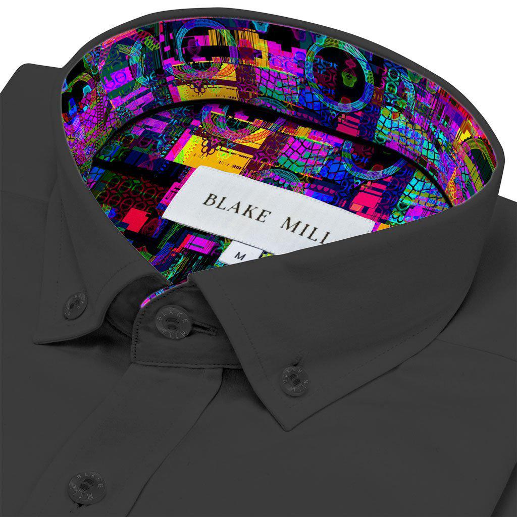 Black with Satellite Interference Button - Down Shirt - Blake Mill