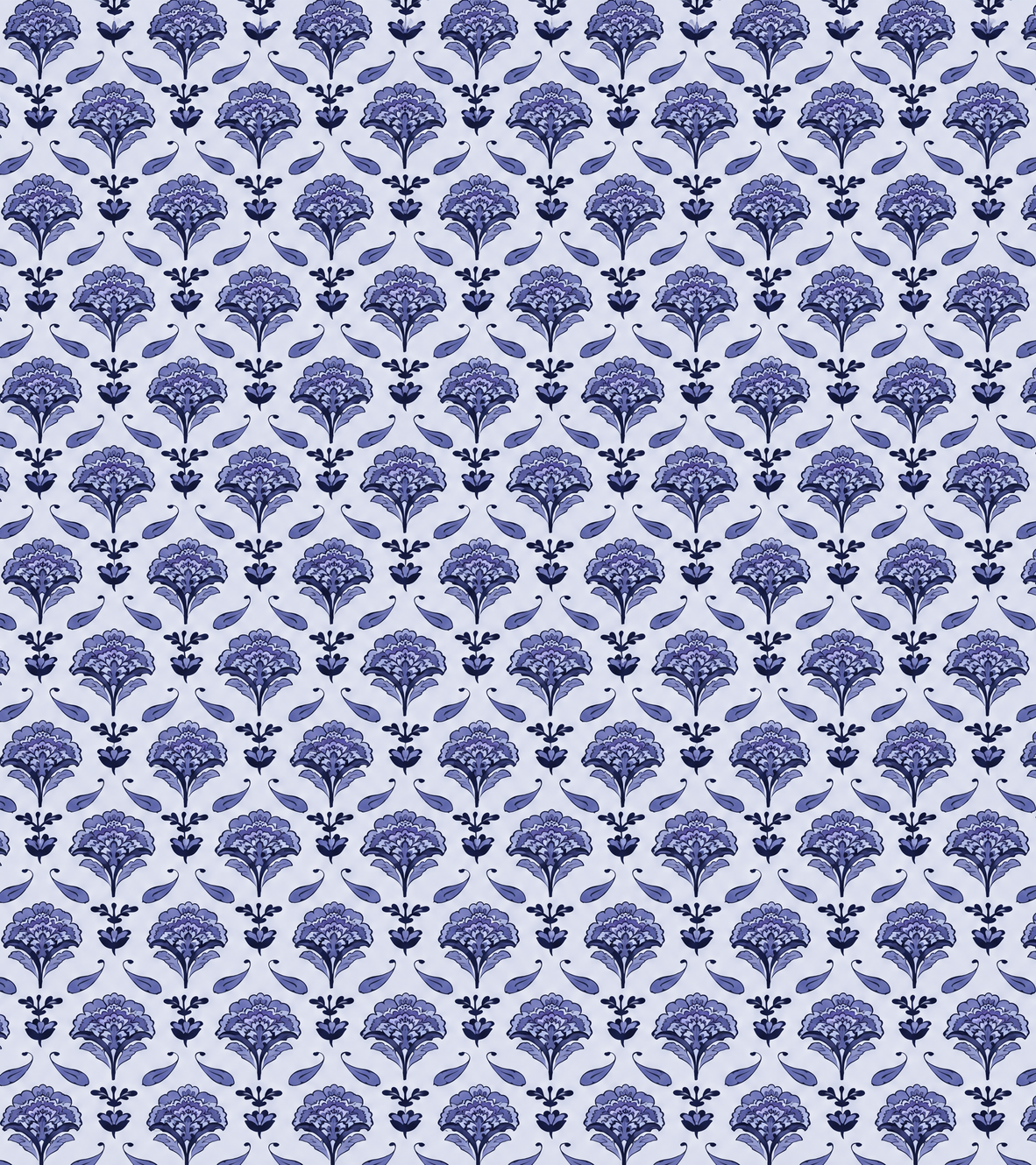 Blue Geo Flora print design