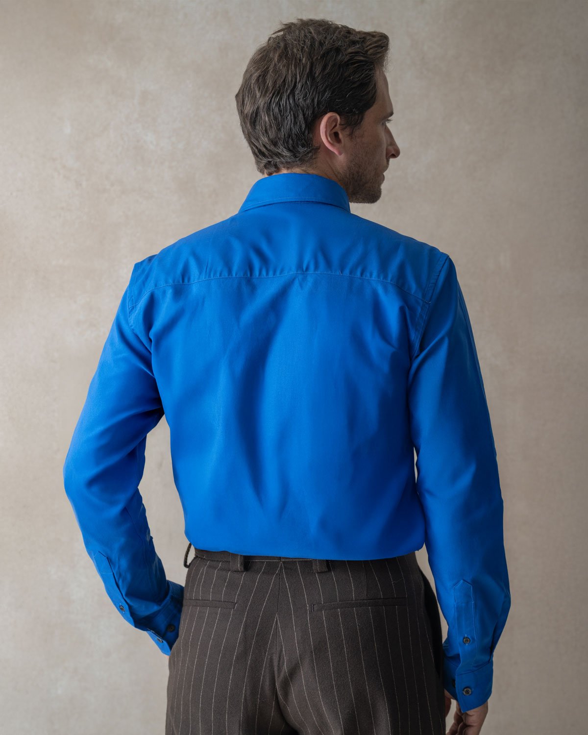 Bright Blue Oxford Button - Down with Botanic Floral Accents - Blake Mill