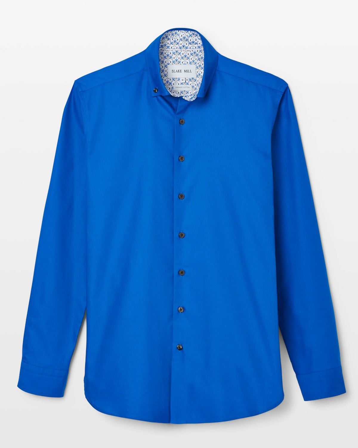Bright Blue Oxford Button - Down with Botanic Floral Accents - Blake Mill