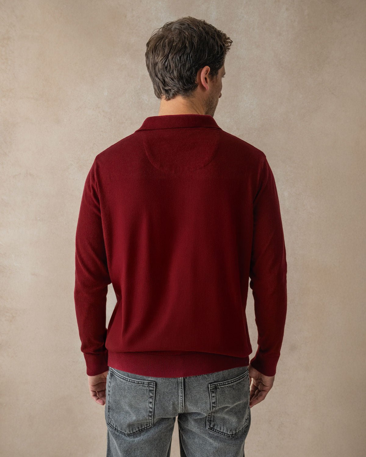 Burgundy Knit Polo with Sakura Tree Accents - Blake Mill