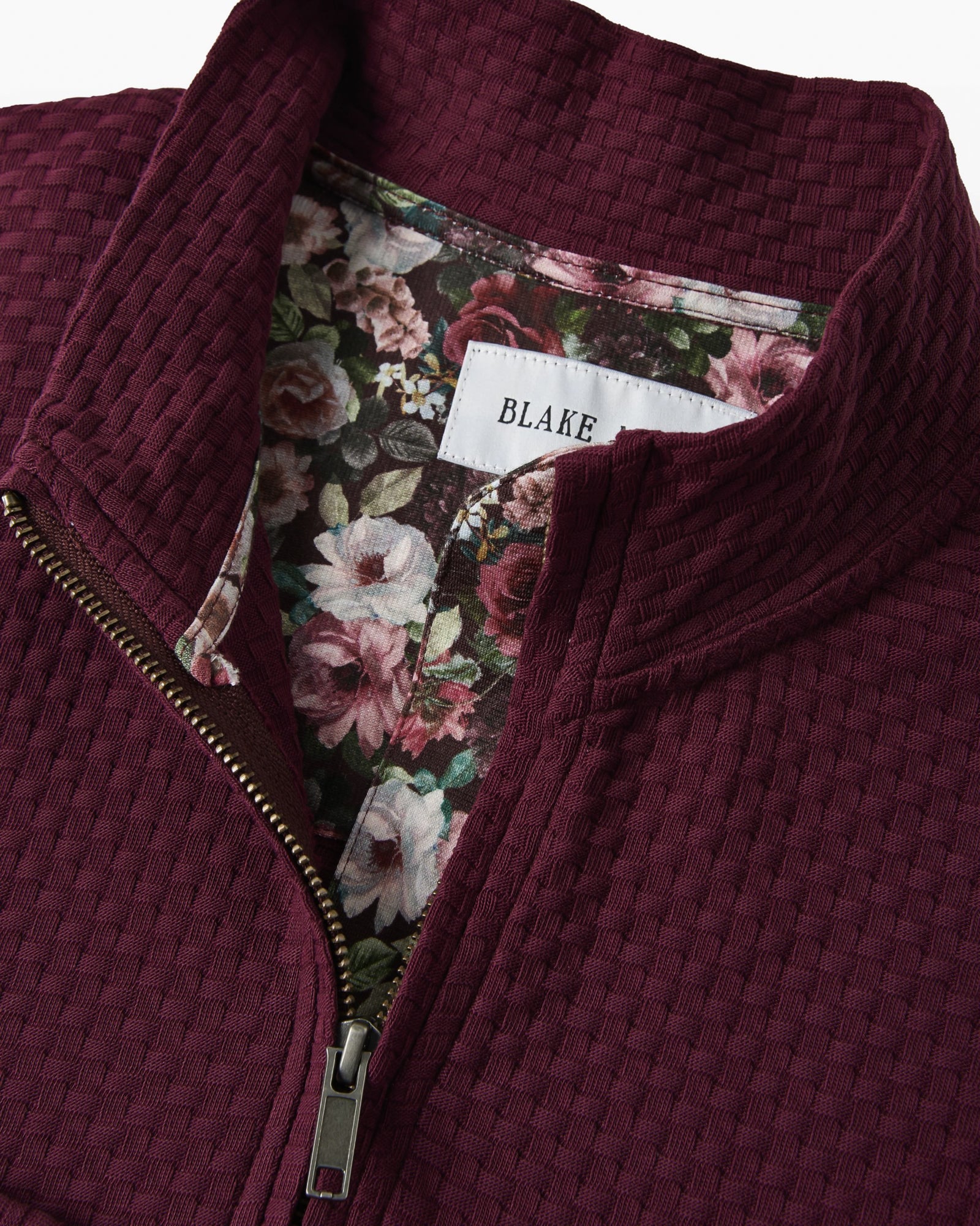 Burgundy Quarter Zip Jersey with Roses Accents - Blake Mill