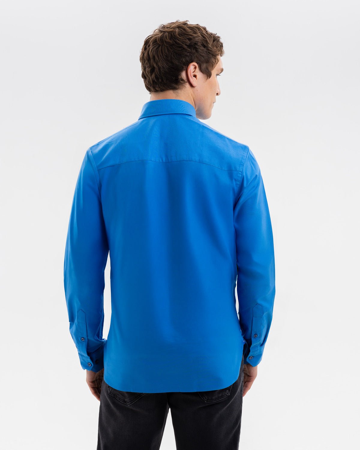 Cobalt Blue Oxford with Mind Maps Accents Button - Down Shirt - Blake Mill