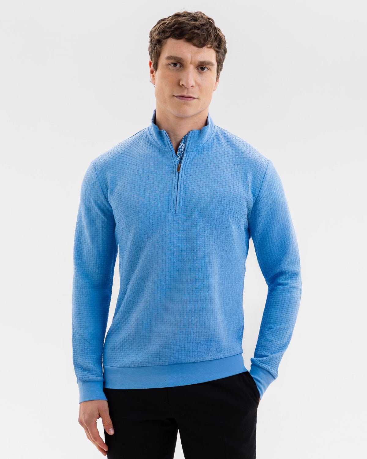 Cornflower with Blossom Quarter Zip Jersey - Blake Mill