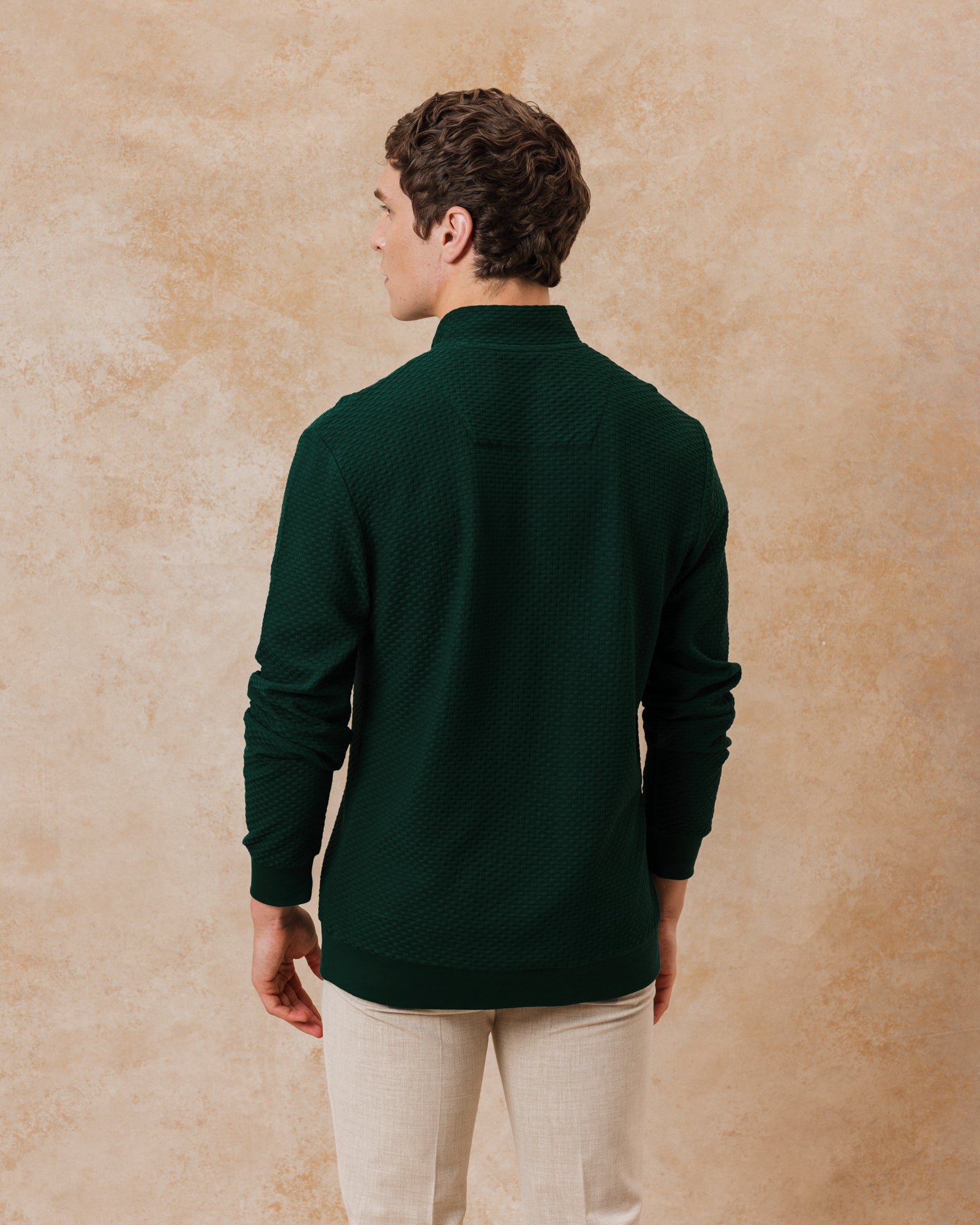 Dark Green Quarter Zip Jersey with Paisley Accents - Blake Mill