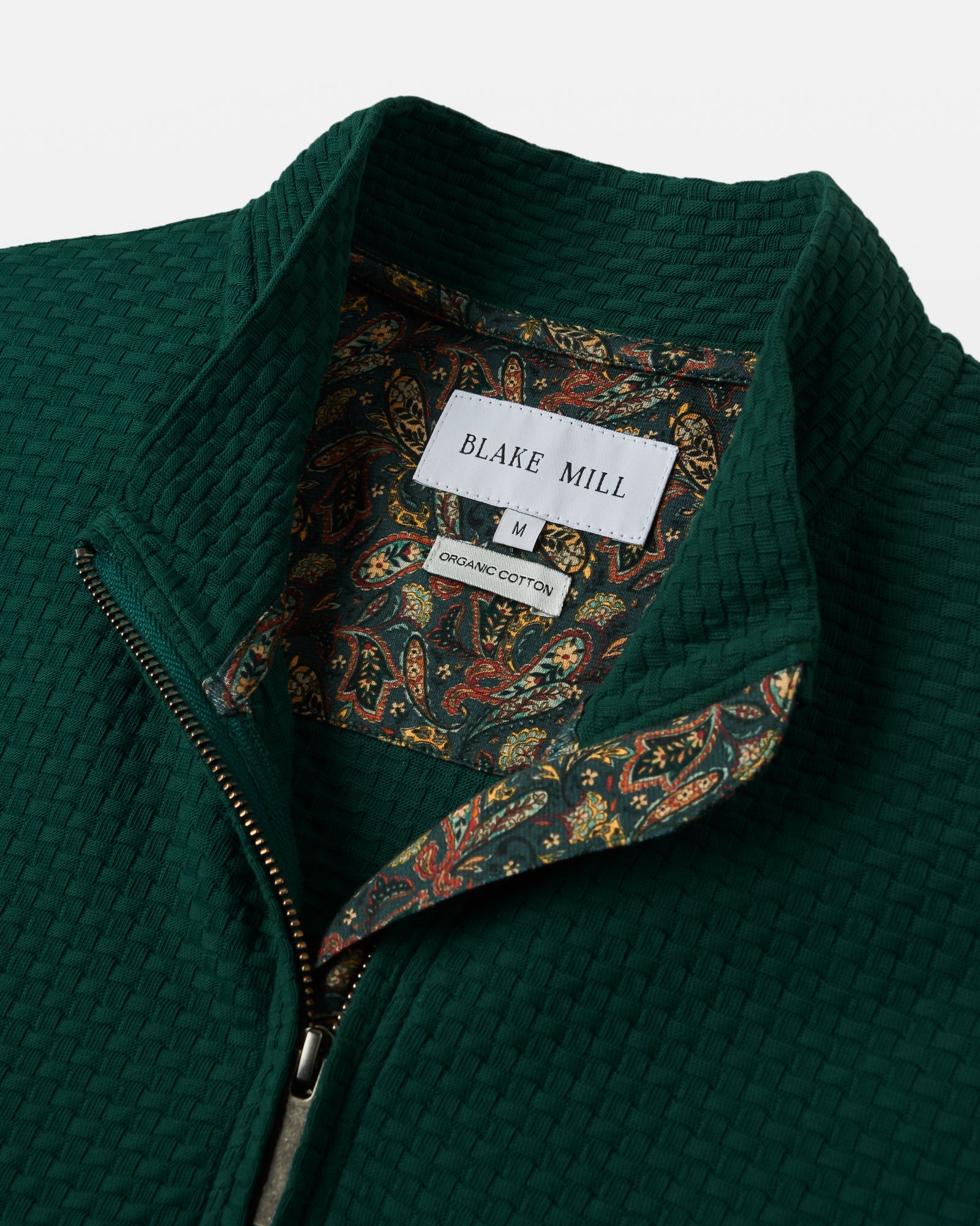 Dark Green Quarter Zip Jersey with Paisley Accents - Blake Mill