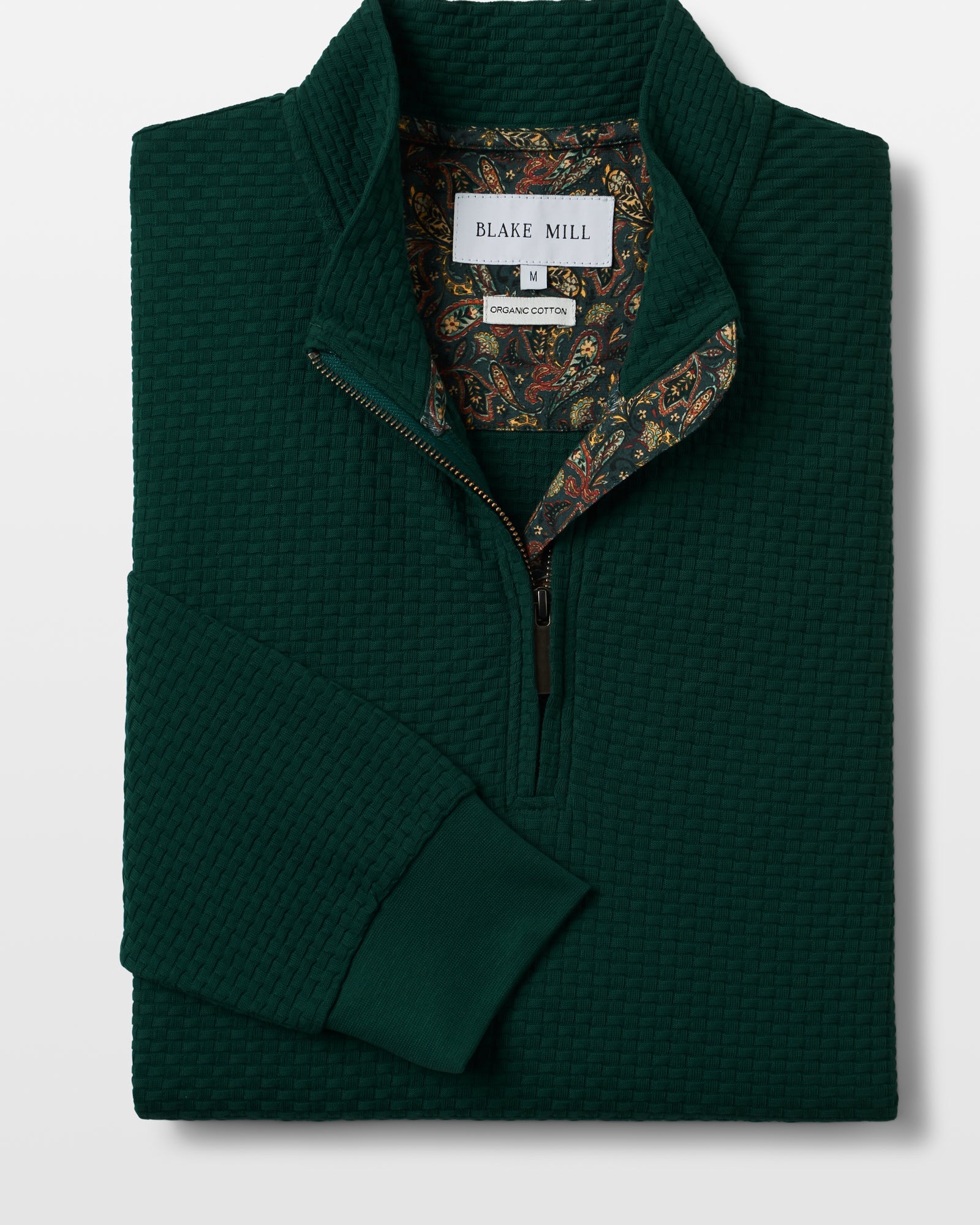 Dark Green Quarter Zip Jersey with Paisley Accents - Blake Mill