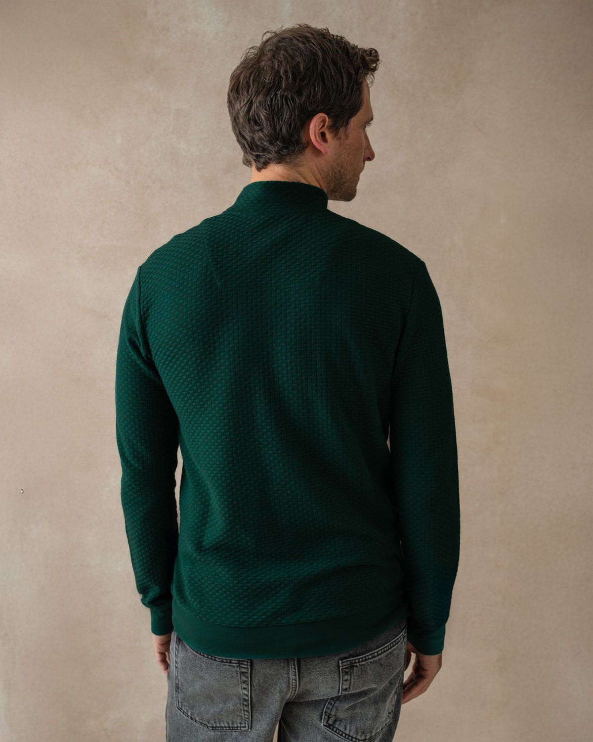 Dark Green Quarter Zip Jersey with Paisley Accents - Blake Mill