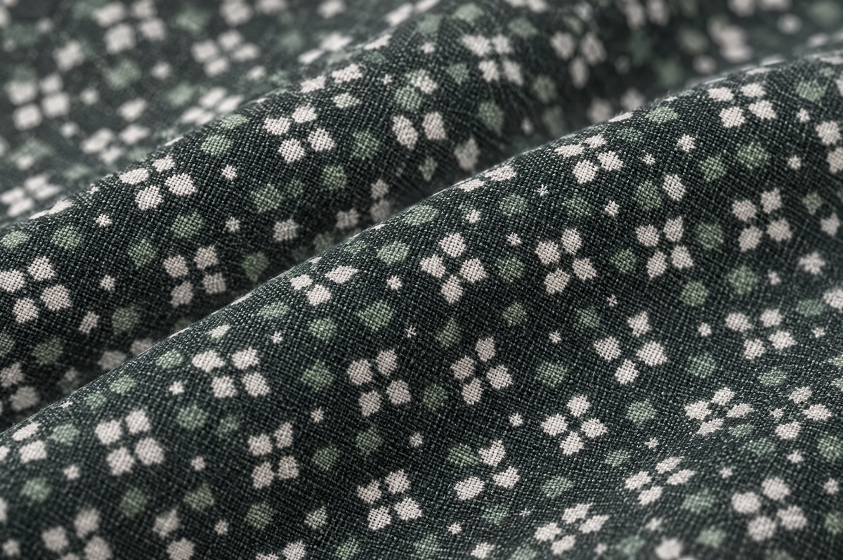 Green Botanic Geo Open Collar shirt fabric detail