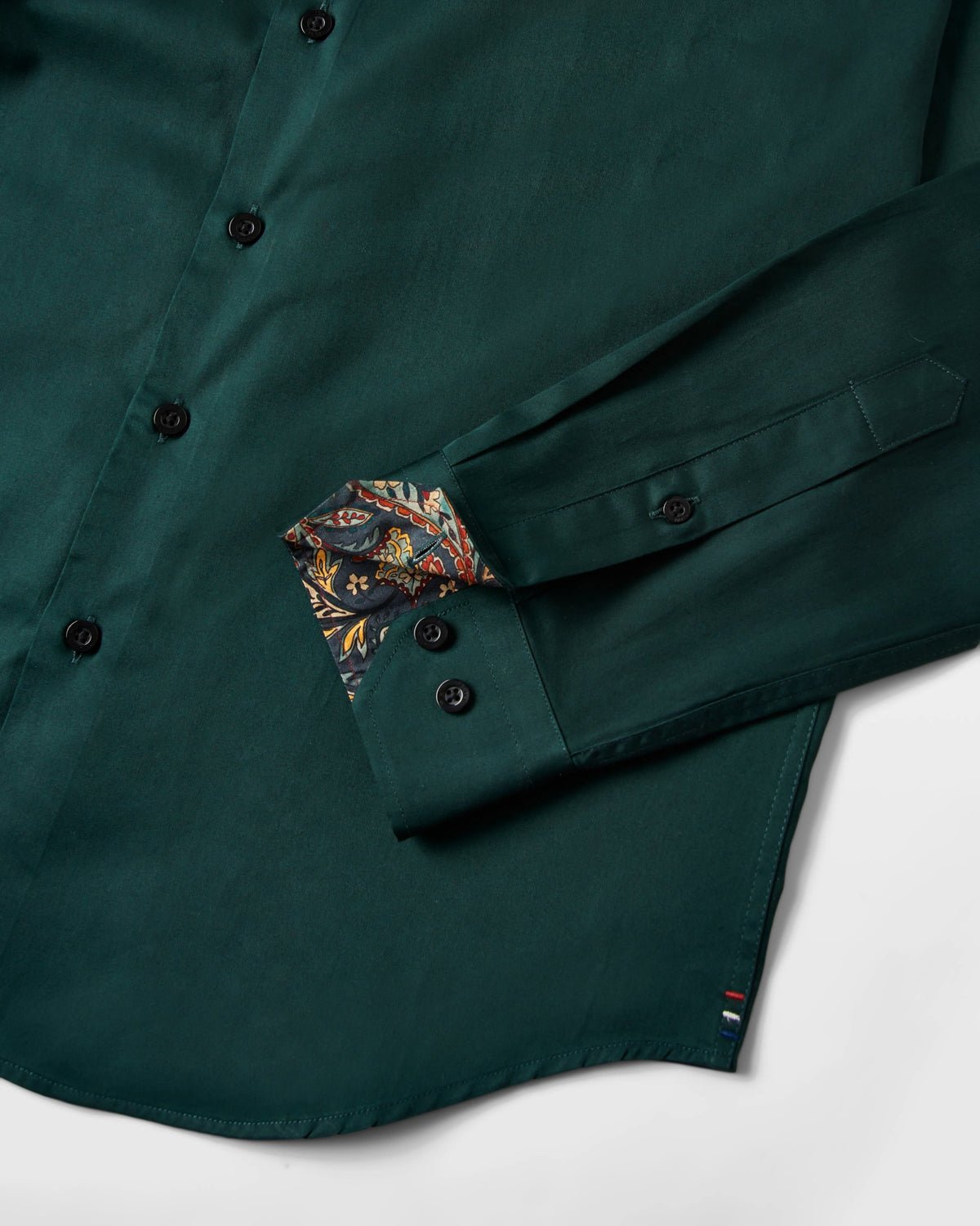 Green Sateen Shirt with Paisley Accents - Blake Mill