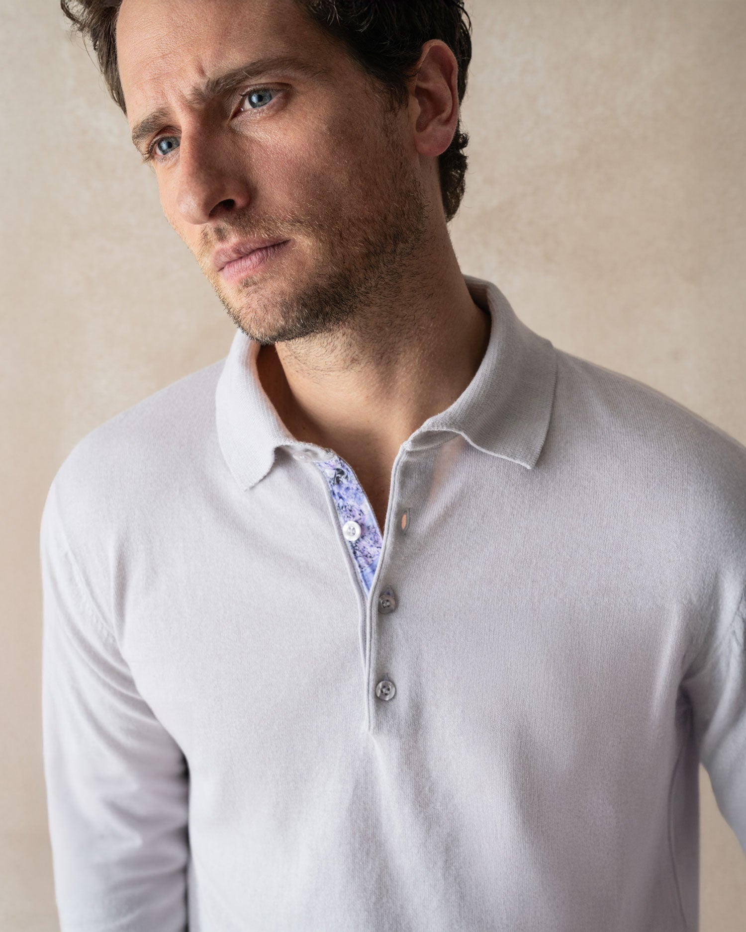 Grey Knit Polo with Times March Accents - Blake Mill