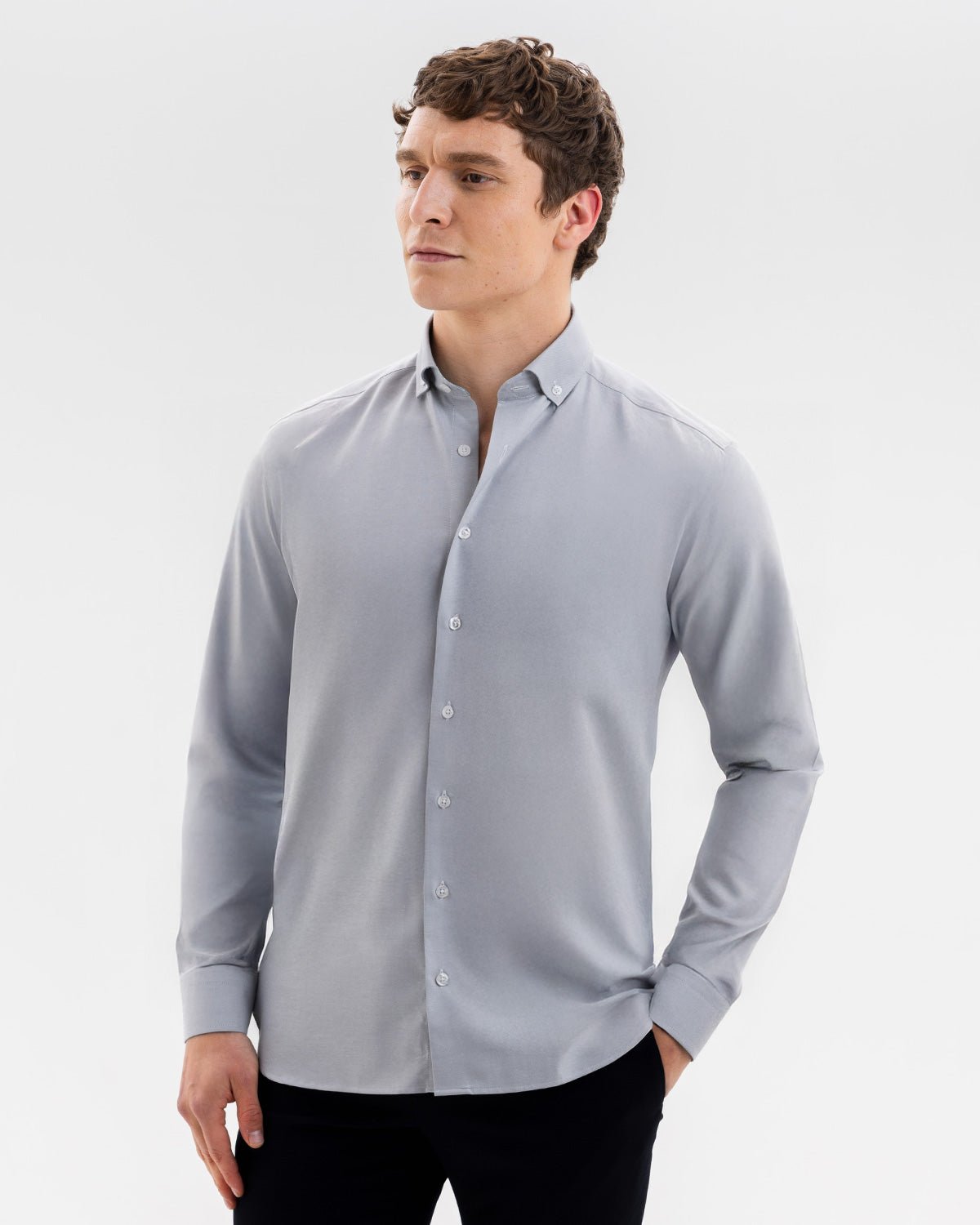 Grey Oxford with Oriental Paisley Accents Button - Down Shirt - Blake Mill