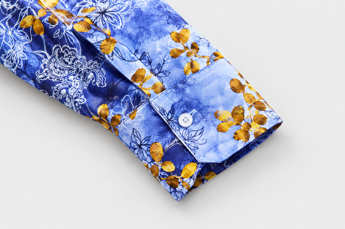 Japanese Flowers Shirt mitred cuff detail