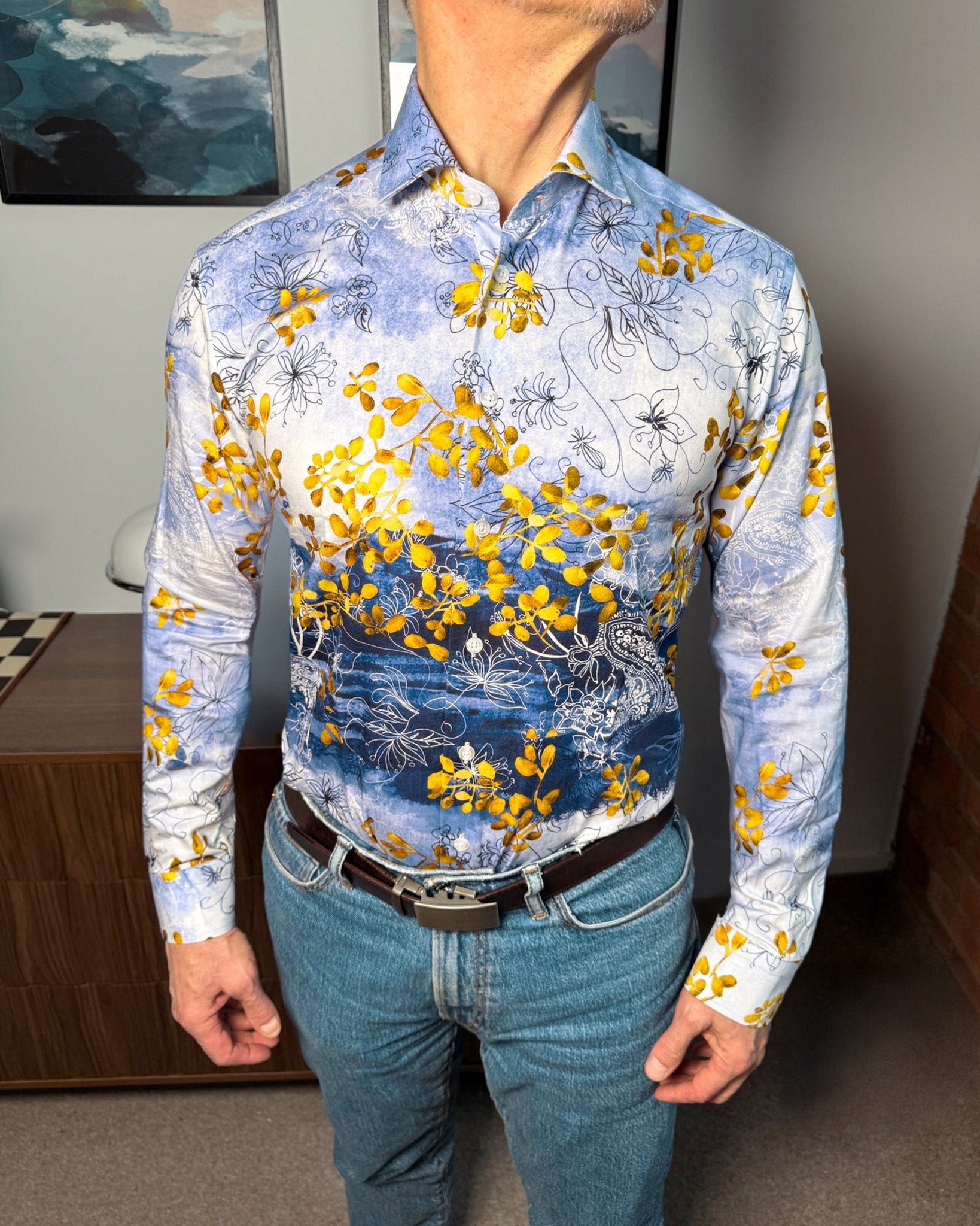 Japanese Flowers Silk Blend Shirt - Blake Mill