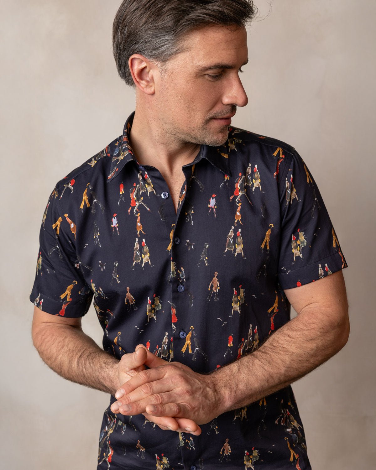 Lowry: Going to Work Short Sleeve Shirt (Navy) - Blake Mill