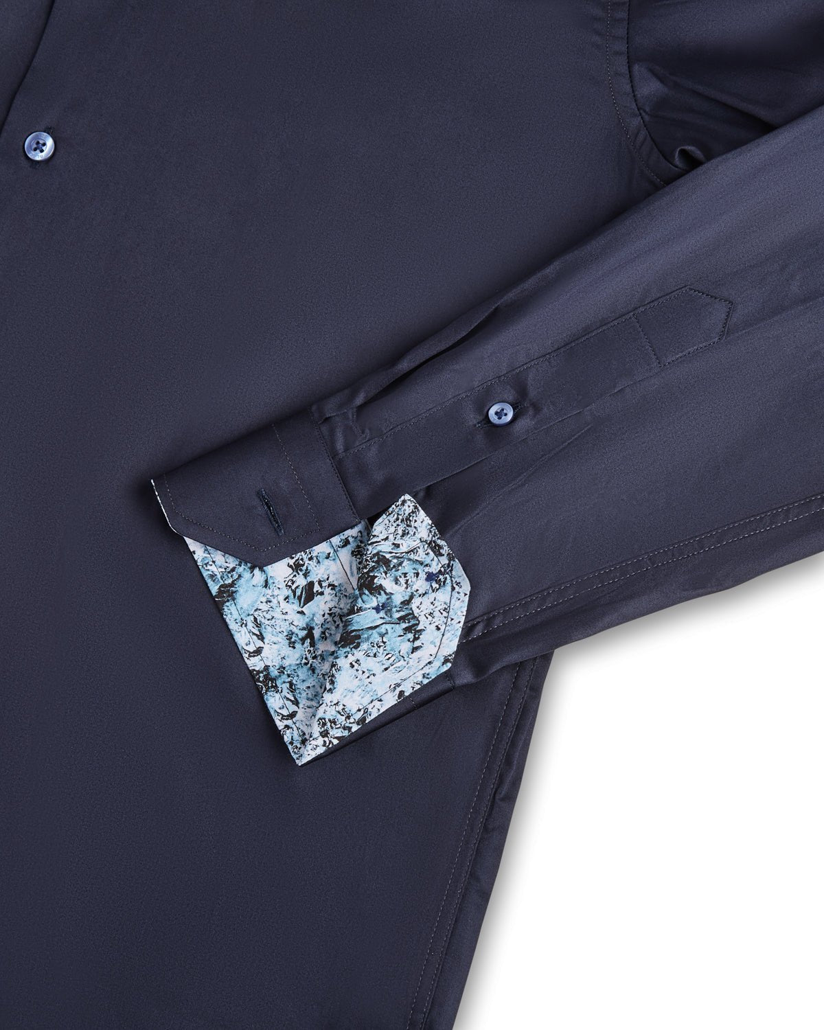 Navy Sateen Shirt with Dark Moon Accents - Blake Mill