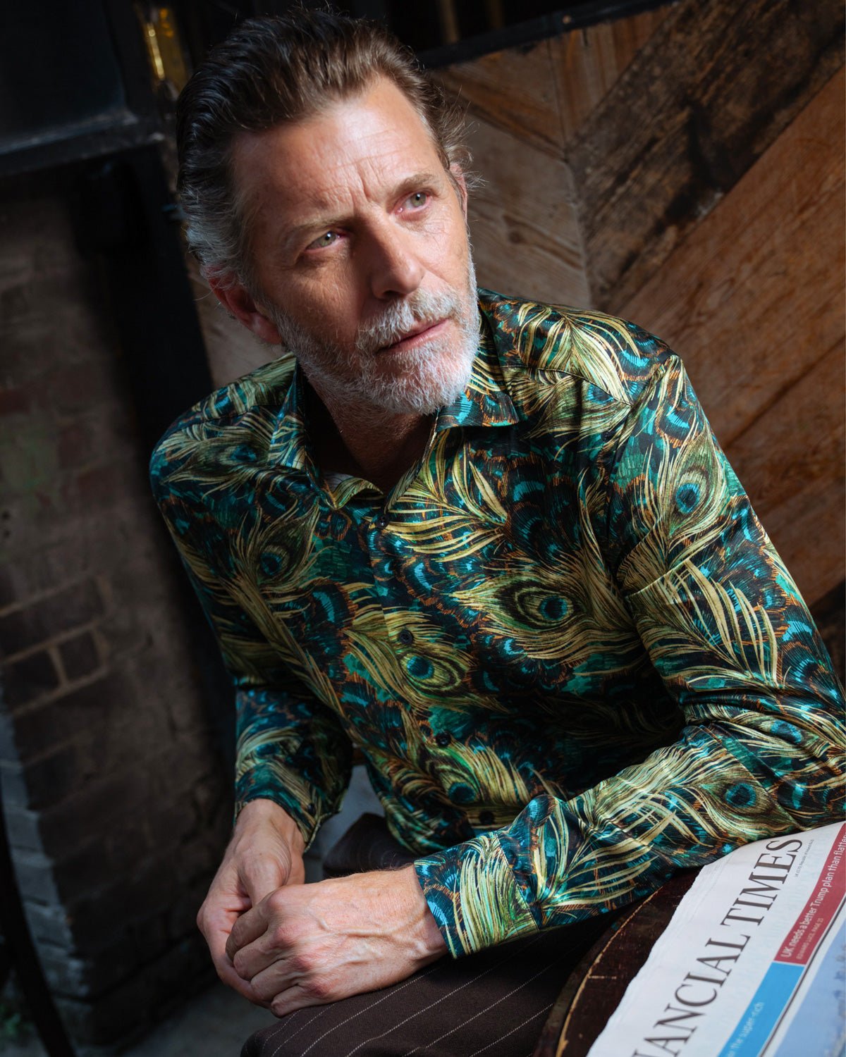 Peacock Feathers Silk Blend Shirt - Blake Mill