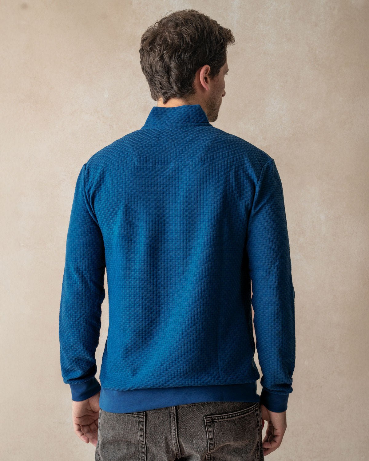 Petrol with Roses Quarter Zip Jersey - Blake Mill