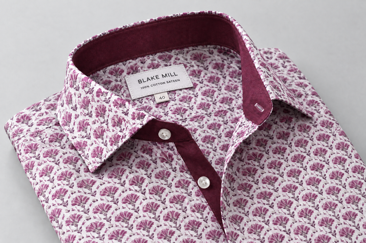Pink Geo Flora shirt collar detail