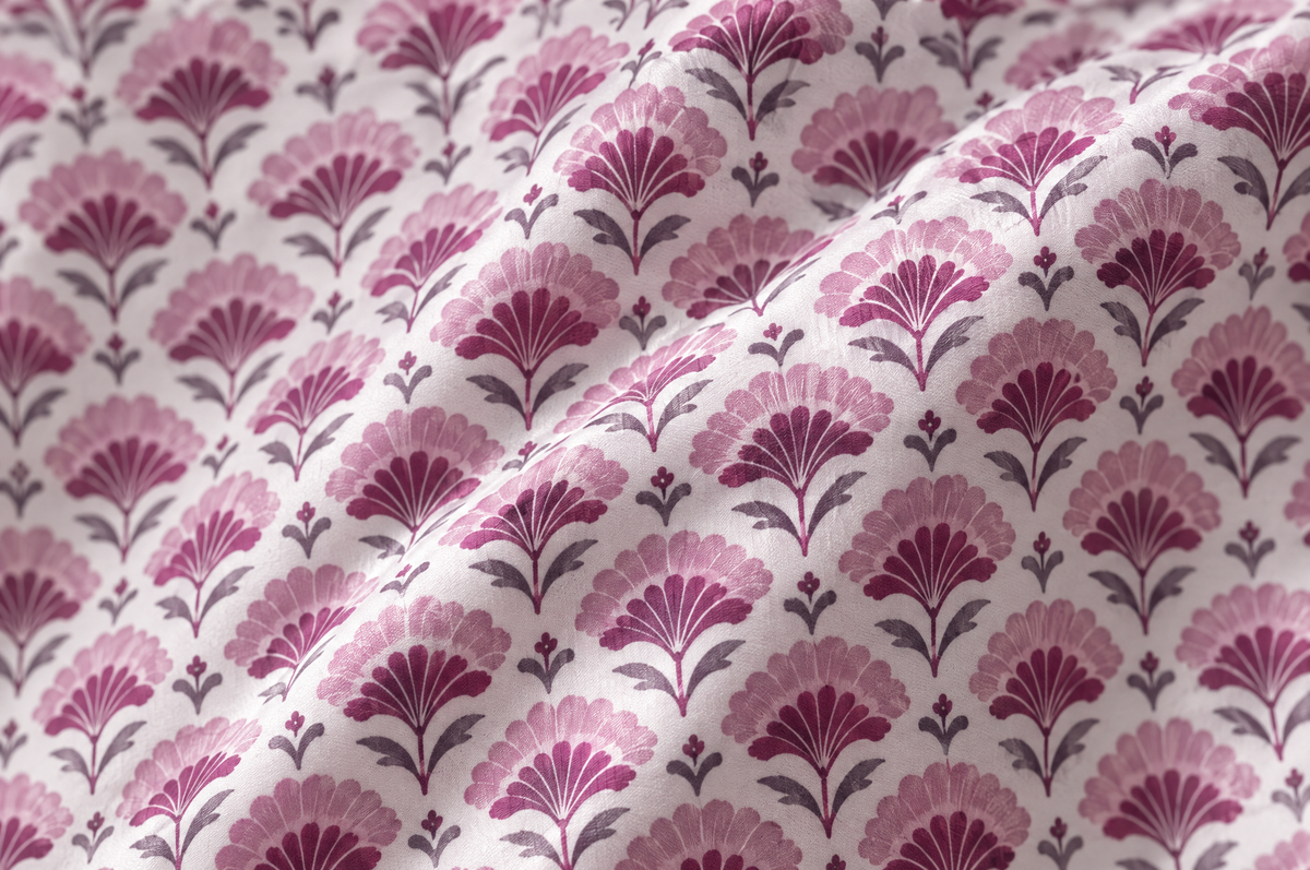 Pink Geo Flora shirt cotton sateen fabric detail