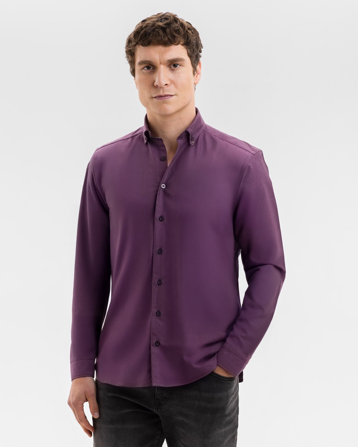 Purple Oxford with Mind Maps Accents Button - Down Shirt - Blake Mill