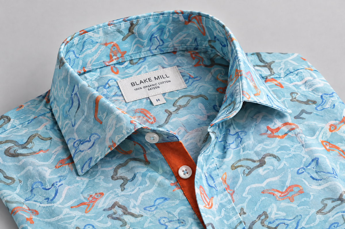 Racing Lines Powder Blue shirt collar detail