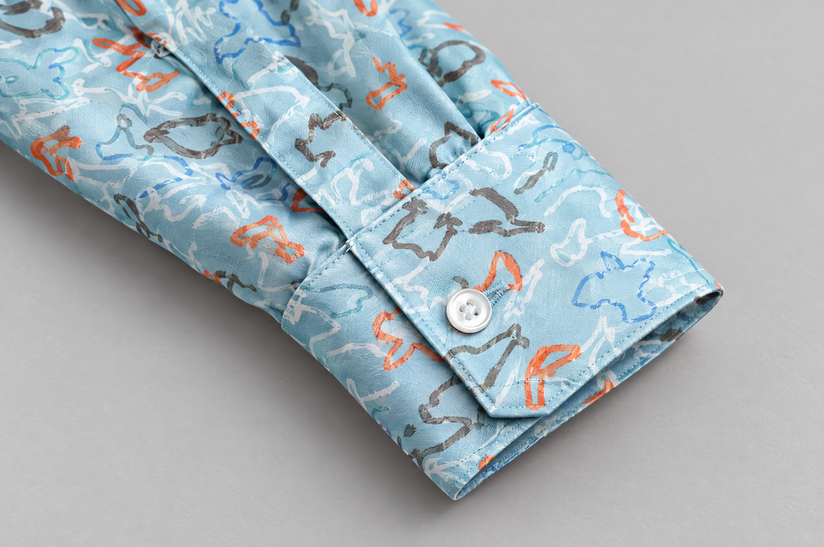 Racing Lines Powder Blue shirt cuff detail