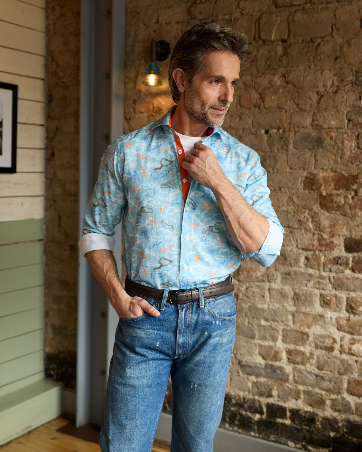 Racing Lines Powder Blue Shirt