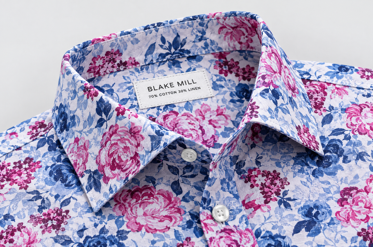 The Roseate Linen Short Sleeve shirt collar detail