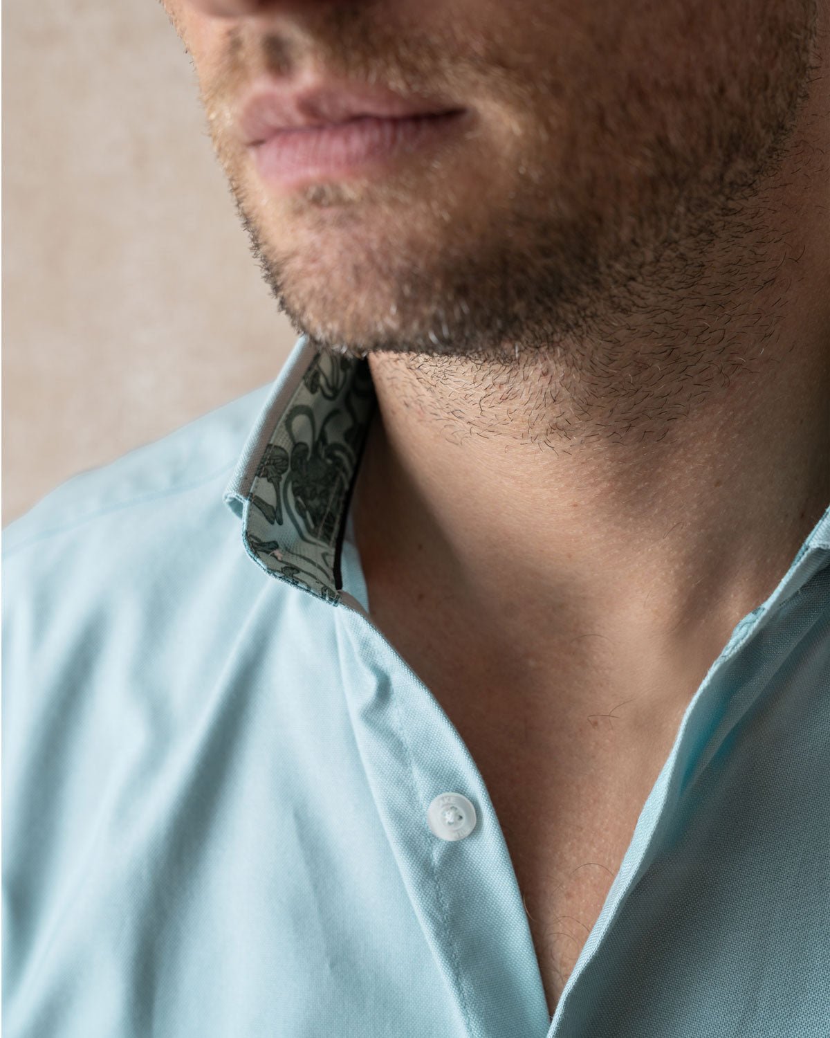 Teal Oxford with Stoned Skulls Accents Button - Down Shirt - Blake Mill