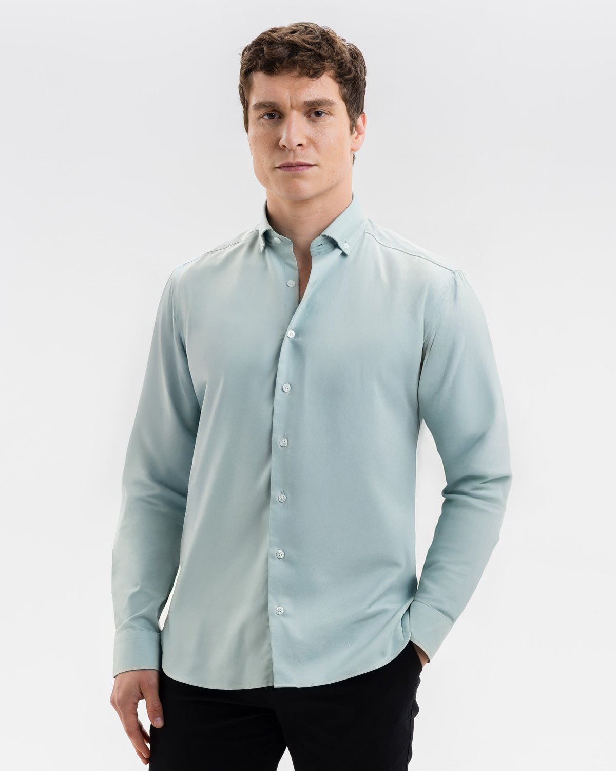Teal Oxford with Stoned Skulls Accents Button - Down Shirt - Blake Mill