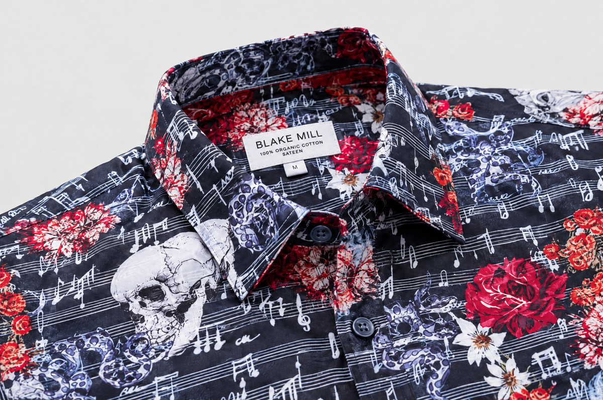 Vanitas Sonata (Navy) Short Sleeve shirt collar detail