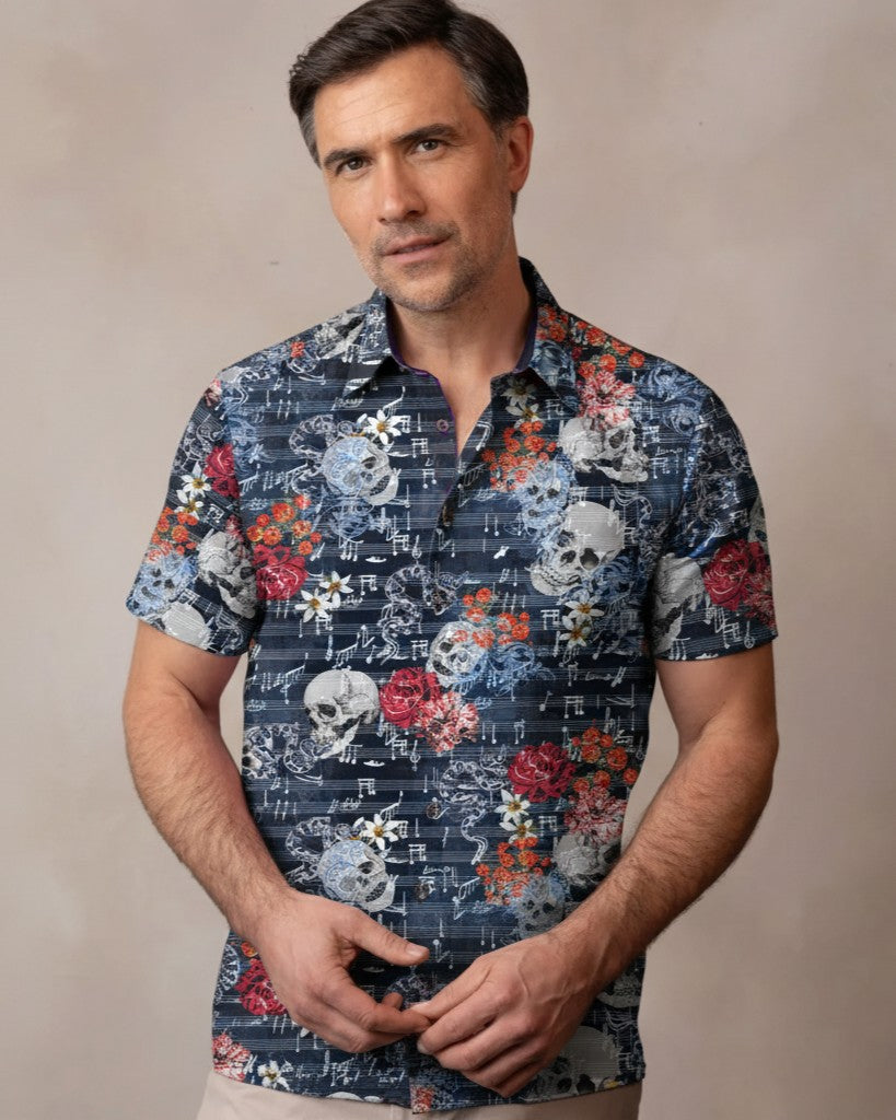 Vanitas Sonata (Navy) Short Sleeve Shirt