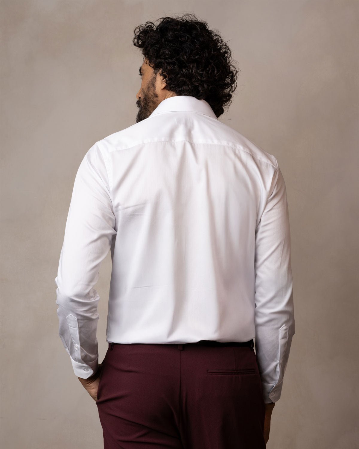 White Sateen Shirt with Botanical Sakura Accents - Blake Mill