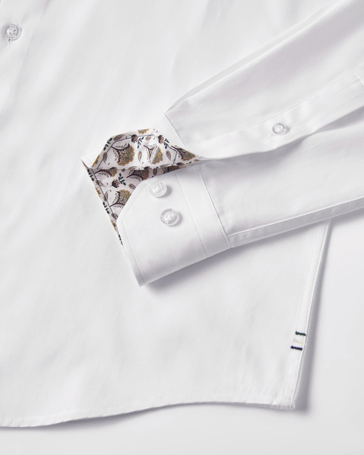 White Sateen Shirt with Yellow Flora Accents - Blake Mill