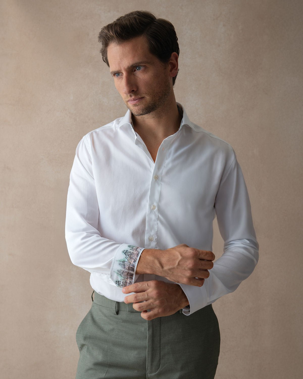 White Sateen with Midland Accents Shirt - Blake Mill