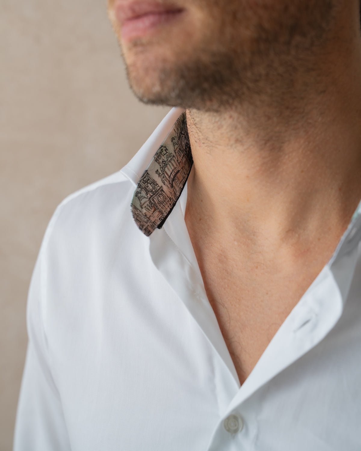 White Sateen with Midland Accents Shirt - Blake Mill