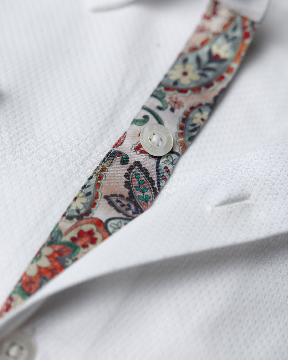 White Textured Shirt with Persian Paisley Accents - Blake Mill