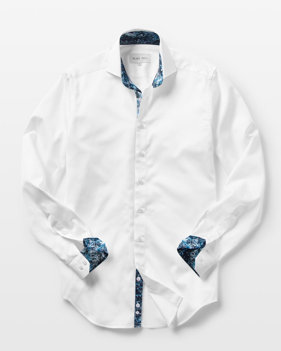 White with Dark Moon Accent Shirt - Blake Mill