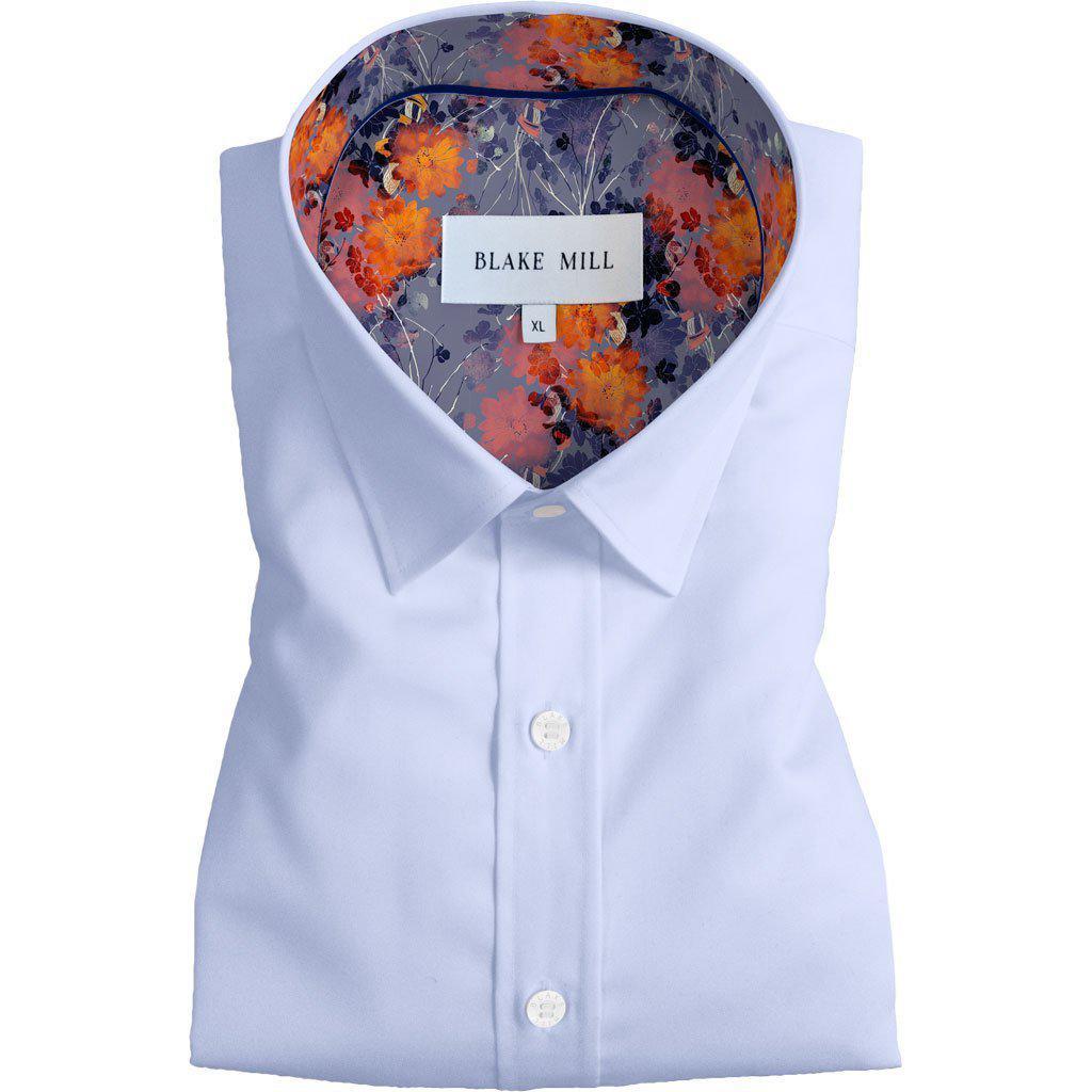 Blue with Chrysanthemums Button-Down Shirt - Blake Mill