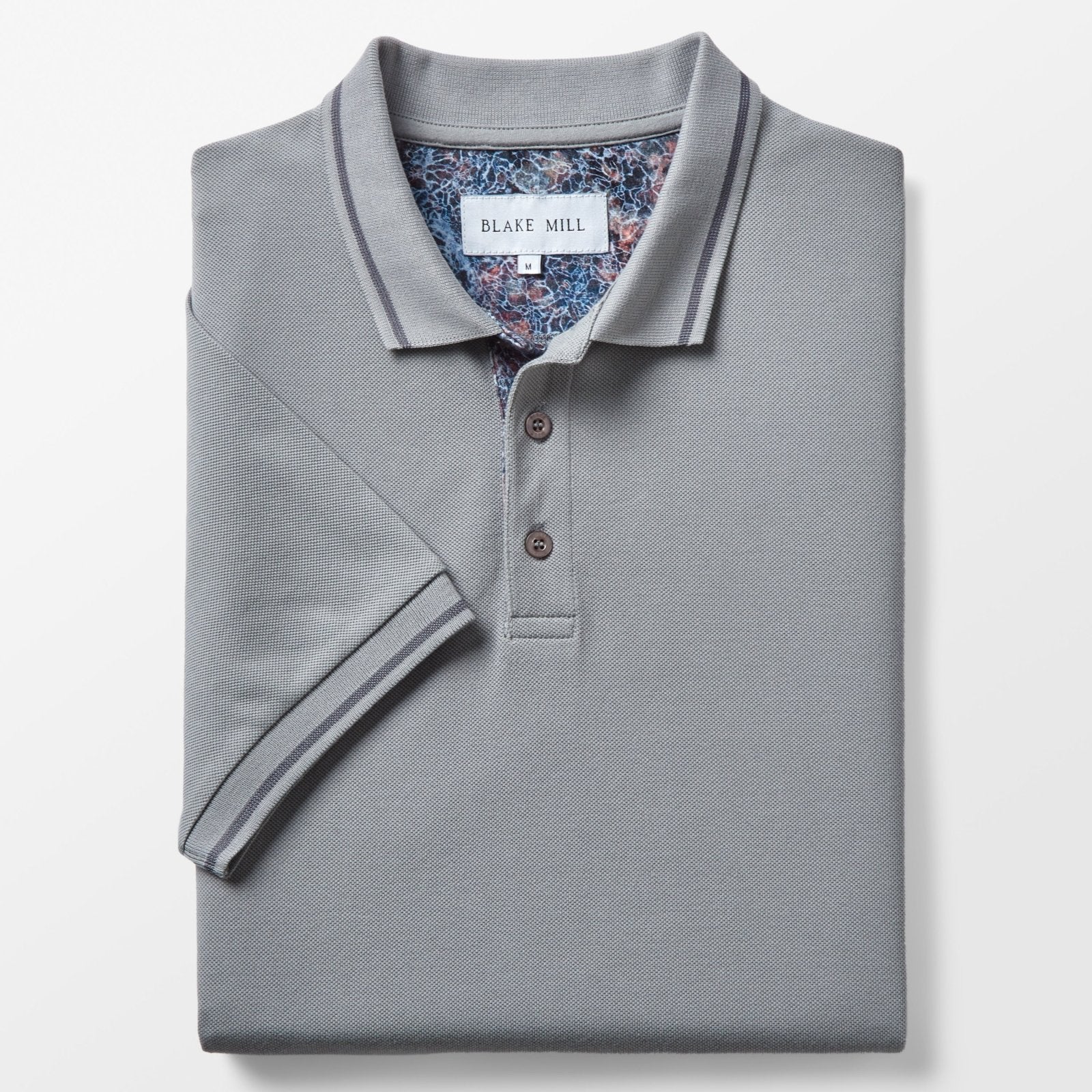 Grey Pique Polo with Cracked Ice Accents - Blake Mill