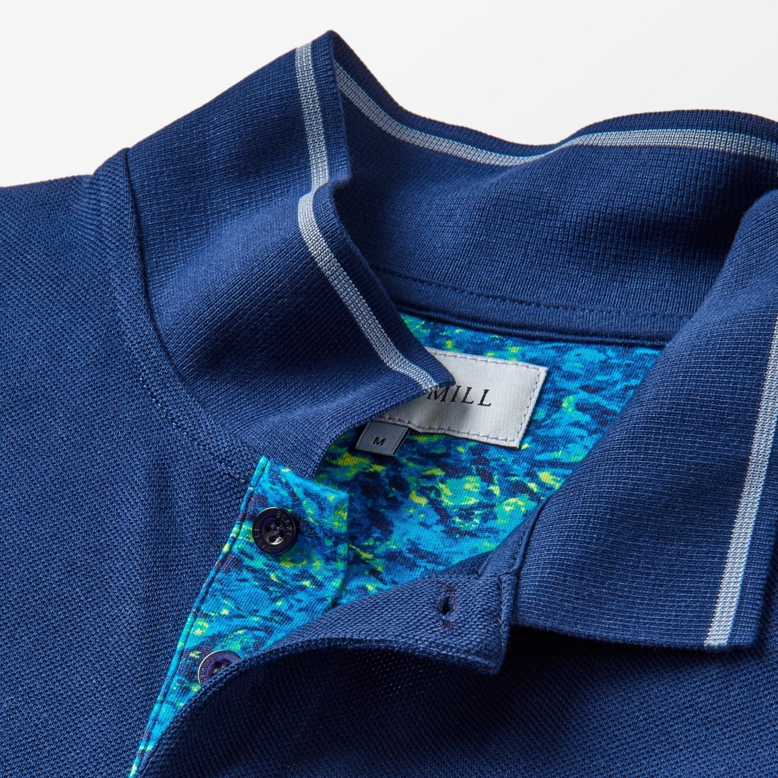 Navy Pique Polo with Ocean Accents - Blake Mill