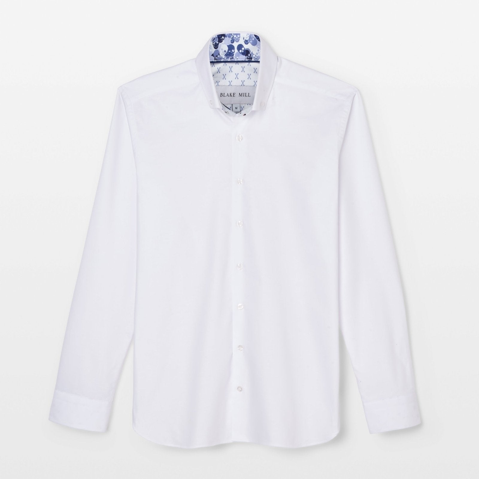 White Oxford with Skulls Accents Button-Down Shirt - Blake Mill